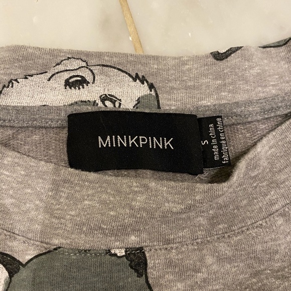 Minkpink gray top with Wolff head print - Picture 3 of 6